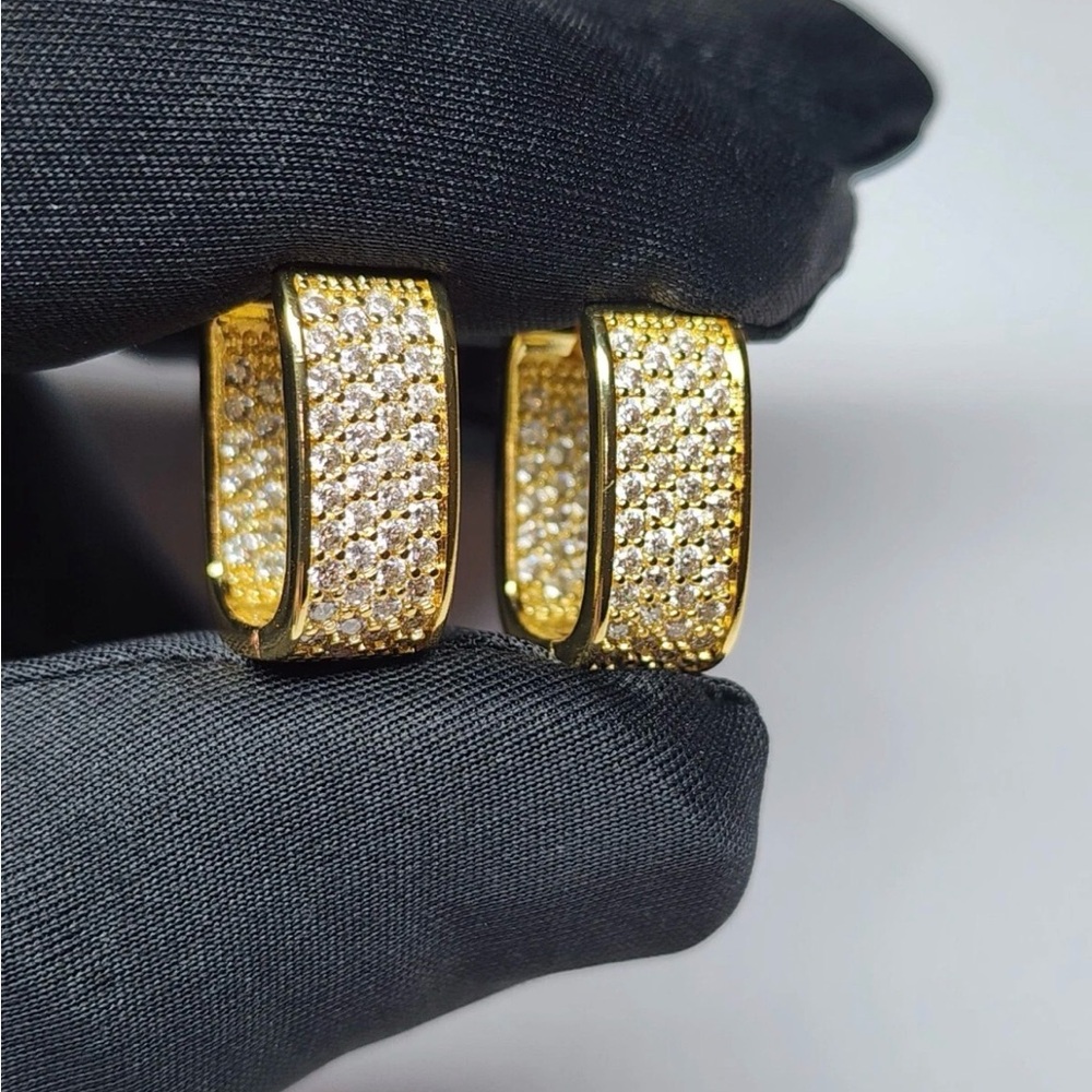 Gold Plated Hoop Earrings With Cubic Zirconia